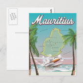 Carte Postale Affiche de voyage vintage mauricienne (Devant / Derrière)