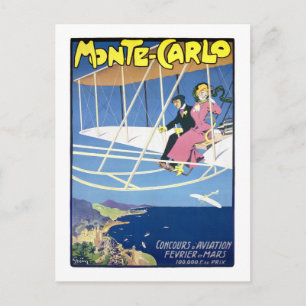 Carte Postale Affiche de voyage vintage Monte Carlo restaurée