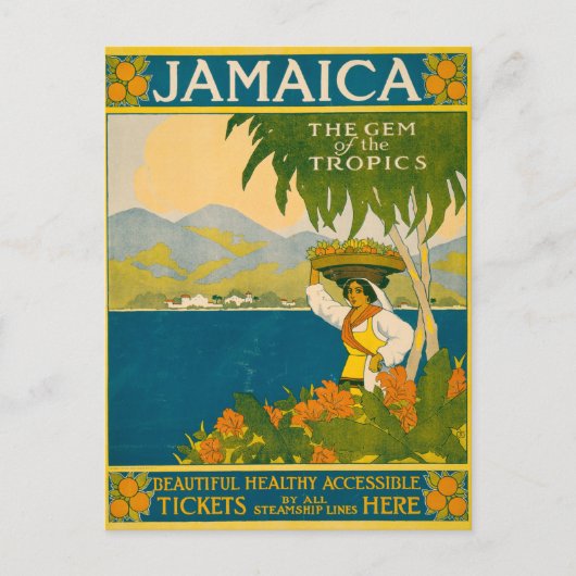 Carte Postale Affiche de voyage vintage pour la Jamaïque (Devant)