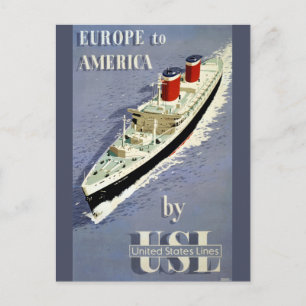 Carte Postale Affiche de voyage vintage pour United States Lines