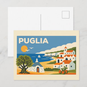 Carte Postale Affiche de voyage vintage Puglie Italie côtière