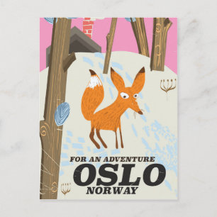 Carte Postale Affiche de voyage vintage renard Oslo Norvège