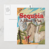 Carte Postale Affiche de voyage vintage Sequoia. (Devant / Derrière)