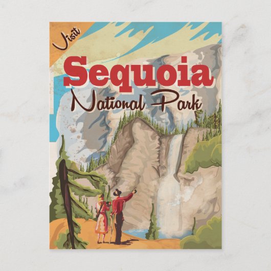 Carte Postale Affiche de voyage vintage Sequoia. (Devant)