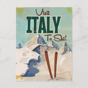 Carte Postale Affiche de voyage vintage ski Italie