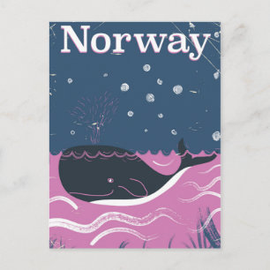 Carte Postale Affiche de voyage vintage sur les baleines de Norv