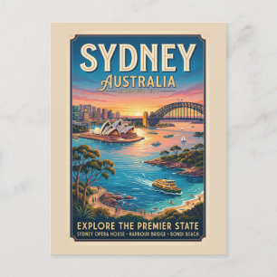 Carte Postale Affiche de voyage vintage Sydney Australie