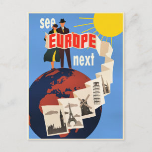 Carte Postale Affiche de voyage Voir l'Europe ensuite,