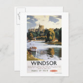 Carte Postale Affiche du château de Windsor sur les chemins de f (Devant / Derrière)