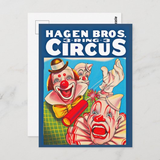 Carte Postale Affiche du cirque Hagen Brothers dans les années 1 (Devant / Derrière)