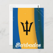 Carte Postale Affiche du drapeau national de la Barbade (Devant / Derrière)