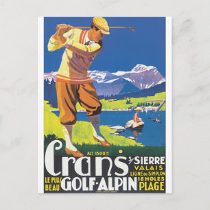 Carte Postale Affiche du Golf Alpin Vintage