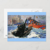 Carte Postale Affiche du sous-marin War Sea Ship (Devant / Derrière)