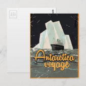 Carte Postale Affiche du Vintage voyage de l'Antarctique (Devant / Derrière)
