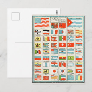 Carte Postale Affiche Éducative des Drapeaux Anciens de Toutes l