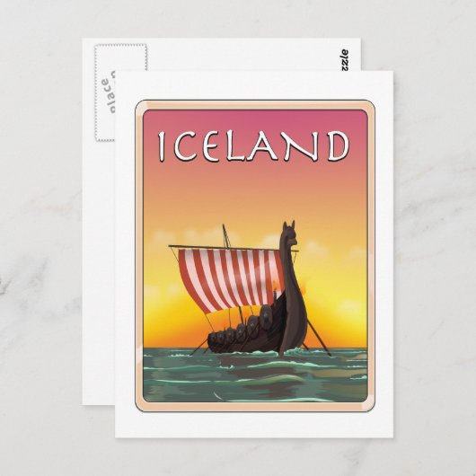 Carte Postale Affiche Islande Viking Travel (Devant / Derrière)