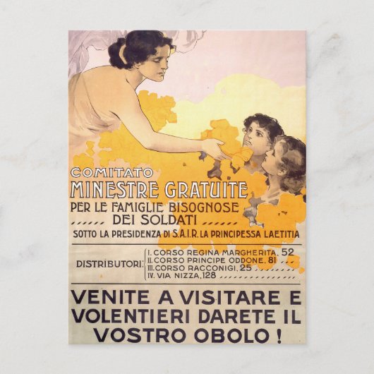 Carte Postale Affiche italienne vintage de 1917 (Devant)