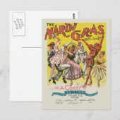 Carte Postale Affiche jaune antique Mardi Gras (Devant / Derrière)