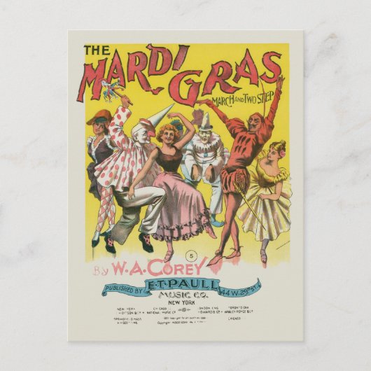 Carte Postale Affiche jaune antique Mardi Gras (Devant)