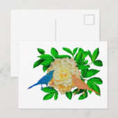 Carte Postale Affiche Oiseaux et fleurs (Devant / Derrière)