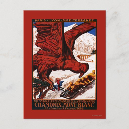 Carte Postale Affiche olympique de 1924 jeux d'hiver (Devant)