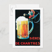 Carte Postale Affiche promotionnelle des bières de Chartres (Devant / Derrière)