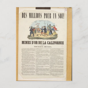 Carte Postale Affiche publicitaire des mines d'or en Californie