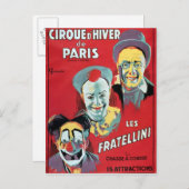 Carte Postale Affiche publicitaire du Cirque d'Hiver de Paris (Devant / Derrière)