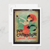 Carte Postale Affiche publicitaire 'Pur Champagne', de Damery, E (Devant / Derrière)