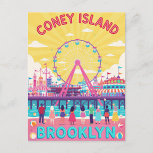 Carte Postale Affiche Rétro de Coney Island Brooklyn