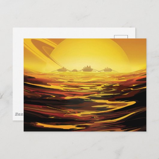 Carte Postale Affiche rétro de l'espace - Titan, la plus grande (Devant / Derrière)