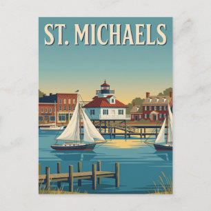 Carte Postale Affiche Rétro de St. Michaels Maryland Baie de Che