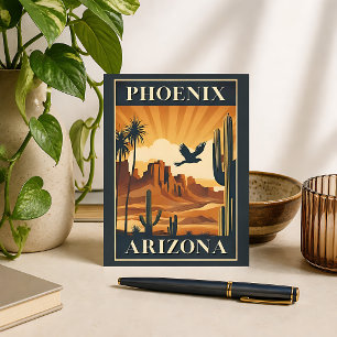 Carte Postale Affiche rétro de voyage à Phoenix Arizona