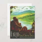 Carte Postale Affiche rétro de voyage spatial - Une mission de s (Devant / Derrière)