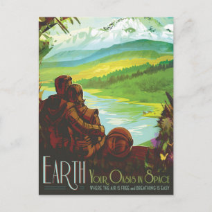 Carte Postale Affiche rétro de voyage spatial - Une mission de s