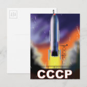 Carte Postale Affiche Rétro Fusée Spatiale de l'Union Soviétique (Devant / Derrière)