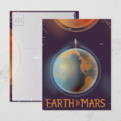Carte Postale Affiche Rétro Sci-fi Terre Mars (Devant / Derrière)