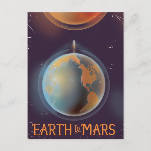 Carte Postale Affiche Rétro Sci-fi Terre Mars (Devant)