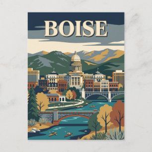 Carte Postale Affiche Rétro Vintage Capitole de Boise Idaho Rivi
