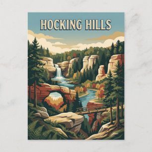 Carte Postale Affiche Rétro Vintage Chute d'eau Hocking Hills Oh