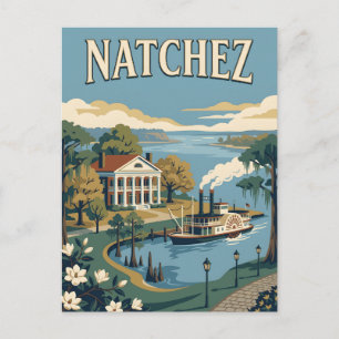 Carte Postale Affiche rétro vintage de Natchez Mississippi River