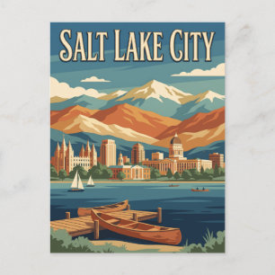 Carte Postale Affiche Rétro Vintage de Salt Lake City Utah Monta