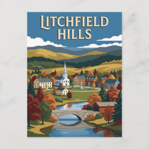 Carte Postale Affiche Rétro Vintage des Collines de Litchfield C