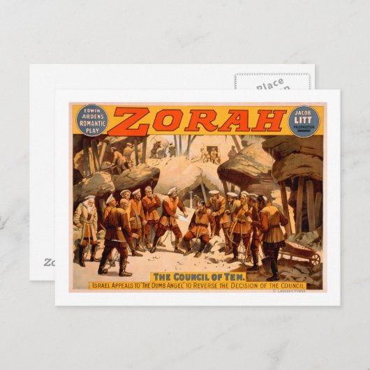 Carte Postale Affiche théâtrale des mineurs russes de Zorah (Devant / Derrière)