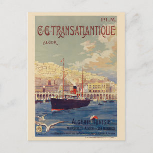 Carte Postale Affiche transatlantique vintage 1901