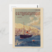 Carte Postale Affiche transatlantique vintage 1901 (Devant / Derrière)