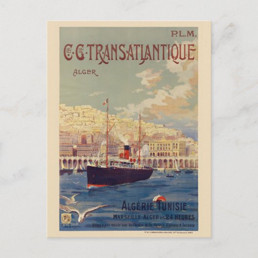 Carte Postale Affiche transatlantique vintage 1901 (Devant)