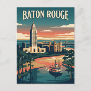 Carte Postale Affiche vintage de Baton Rouge Louisiane au bord d