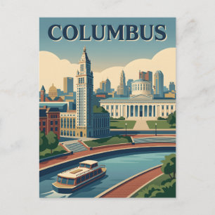 Carte Postale Affiche vintage de Columbus Ohio Capitol Riverfron