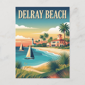 Carte Postale Affiche vintage de Delray Beach Floride Côtière